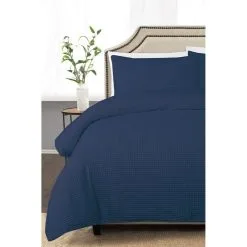 Jane Lamerton Home Vienna Cotton Waffle Quilt Cover Set Navy