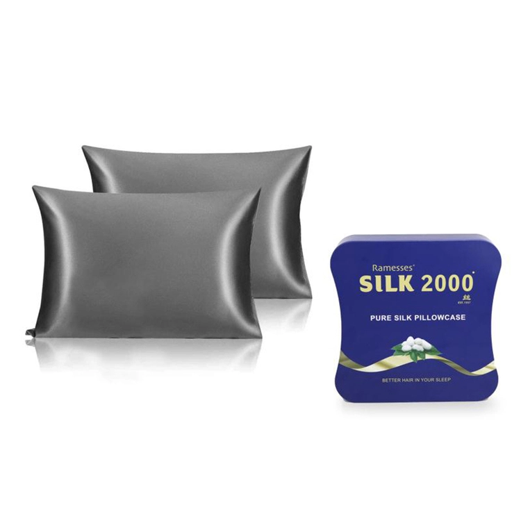 Ramesses Silk Pillowcase Twin Pack 50x75cm Charcoal Standard