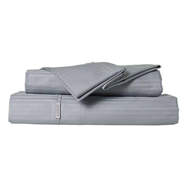 Elysian 500 Thread Count Cotton Dobby Stripe Sheet Set Silver - Image 2