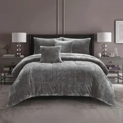 Ramesses Waffle Fleece Comforter Set Grey