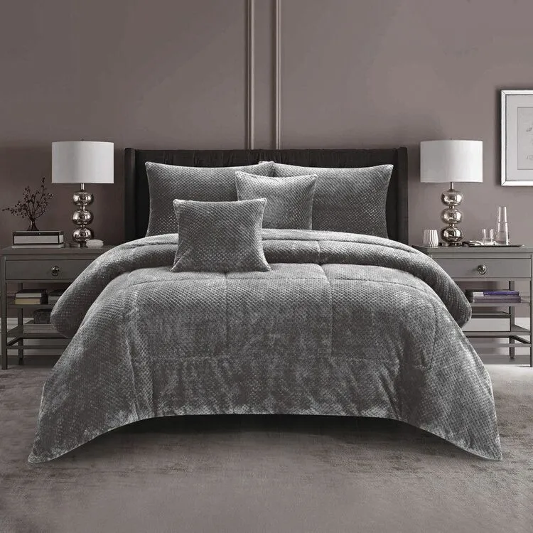 Ramesses Waffle Fleece Comforter Set Grey