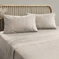 Ardor Embre Linen Look Washed Cotton Sheet Set Grey