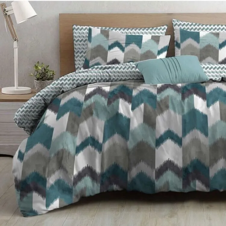 Polo Chevron Cotton Percale Quilt Cover Set King Bed Multicoloured King