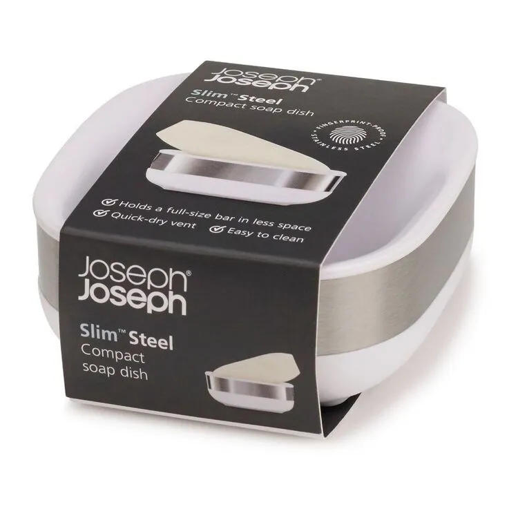 Joseph Joseph Slim Steel Soap Dish White - Image 2