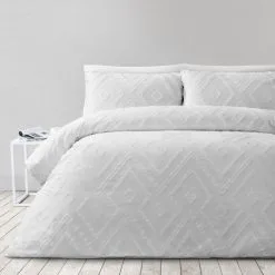 Soren Malika Jacquard Quilt Cover Set White