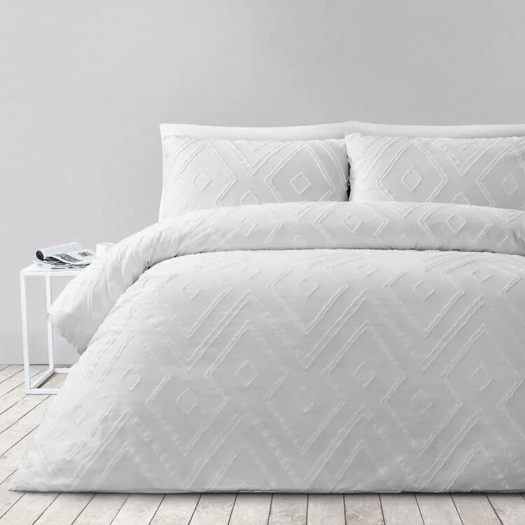 Soren Malika Jacquard Quilt Cover Set White