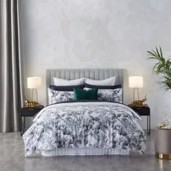 Jayson Brunsdon Homewares Tropic Cotton Sateen Quilt Cover Set Charcoal