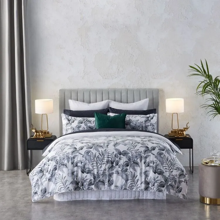 Jayson Brunsdon Homewares Tropic Cotton Sateen Quilt Cover Set Charcoal