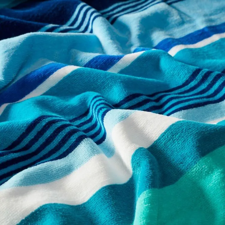 Dri Glo Lennox Velour Beach Towel Blue - Image 2