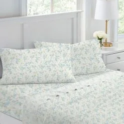Laura Ashley Rena 375 Thread Count Cotton Sheet Set Teal
