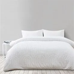Soren Clipped Clarity Quilt Cover Set White