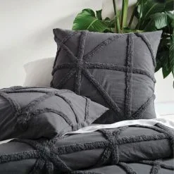 Linen House Clyde Cotton Chenille European Pillowcase Charcoal European