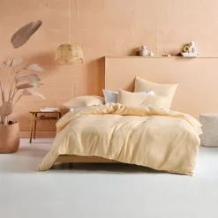 Linen House Providence Cotton Waffle Cover Set Peach