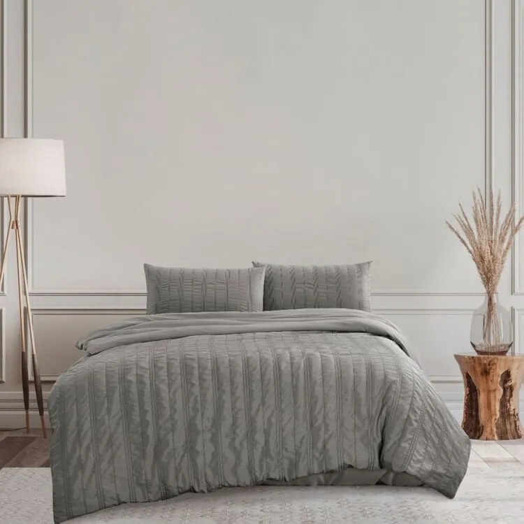 Ardor Marcus Quilt Cover Set Charcoal