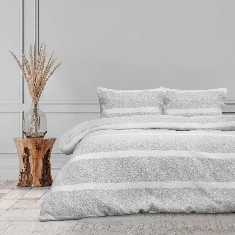 Ardor Liam Chenille Stripe Quilt Cover Set Grey
